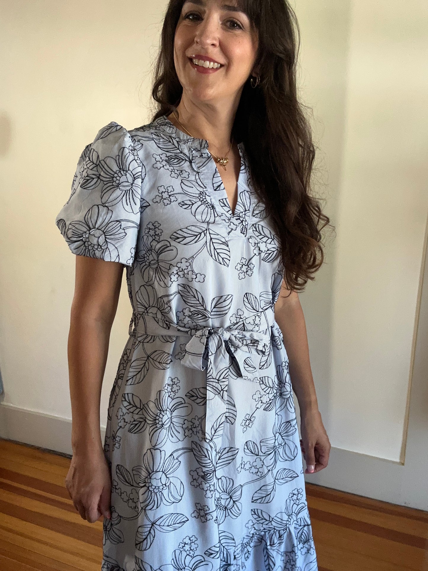 Embroidered Garden Midi Dress | Blue