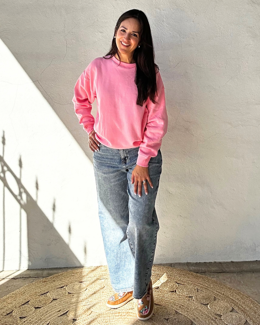 Fleece Crewneck Sweatshirt | Bright Pink