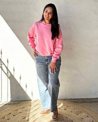 Fleece Crewneck Sweatshirt | Bright Pink