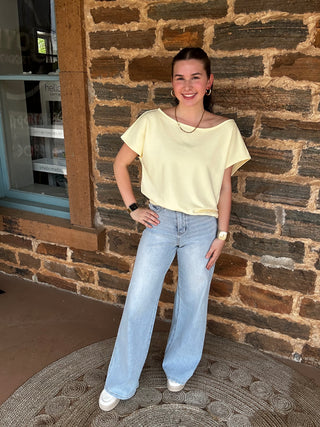 Off-the-Shoulder French Terry Top | Lemonilla