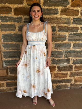 Watercolor Midi Dress | Cream + Multi