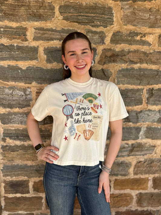 No Place Like Home Baseball Collage Crop Tee