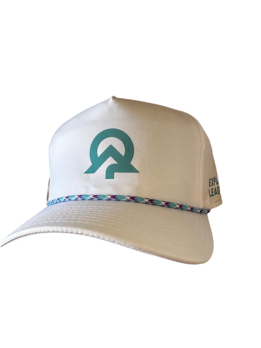 Explore League | White Cap | Blue Symbol Front, Blue Name Side
