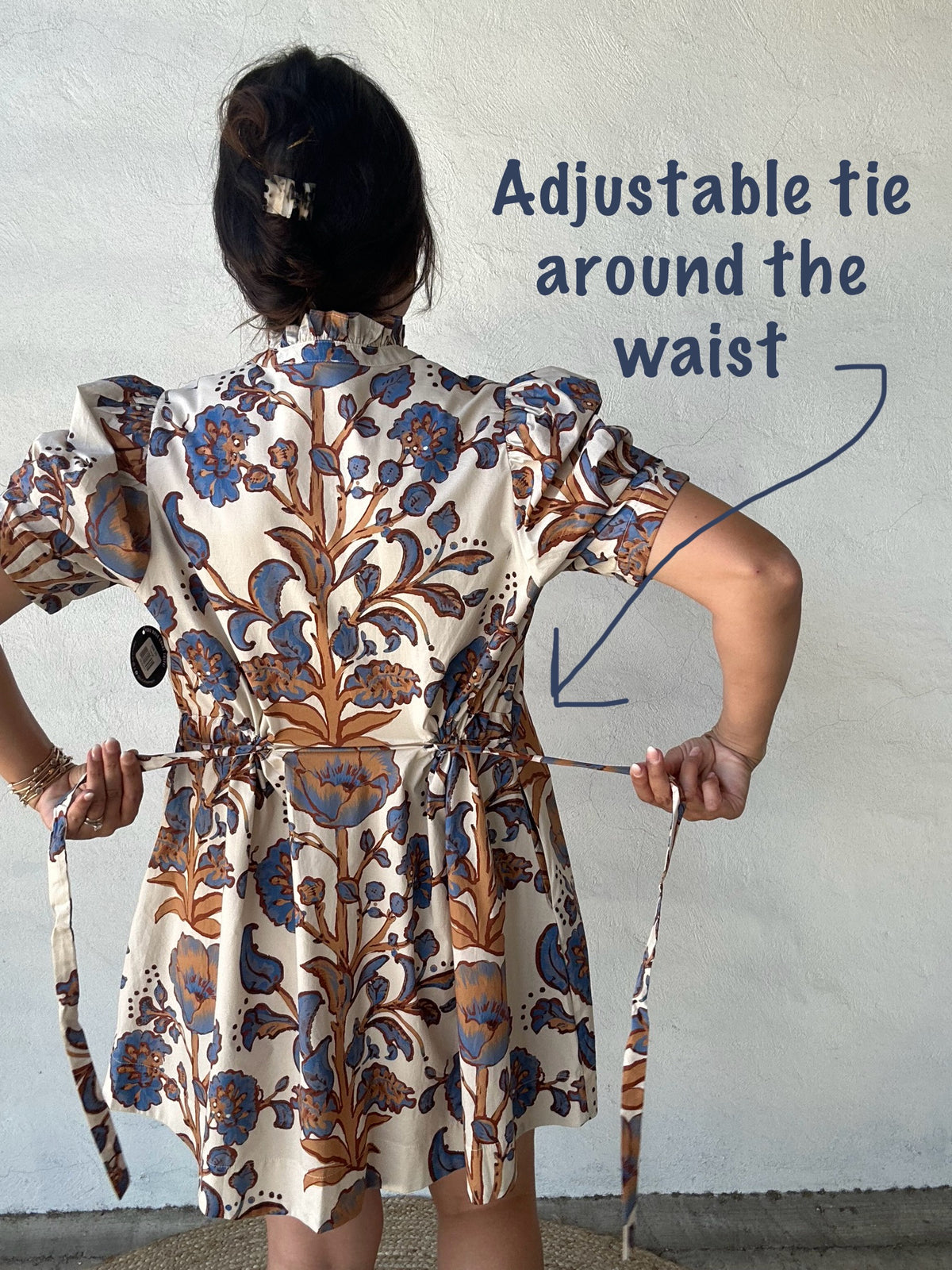 Fancy Floral Short Sleeve Mini Dress | Ecru