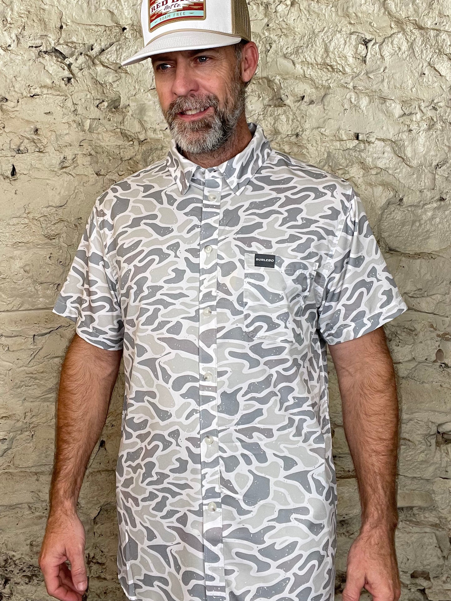 Burlebo | Performance Button Up | White Camo