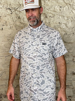 Burlebo | Performance Button Up | White Camo