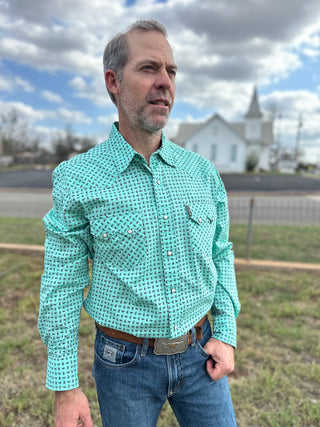 Cinch | Modern Fit | Mens Long Sleeve Print | Turquoise