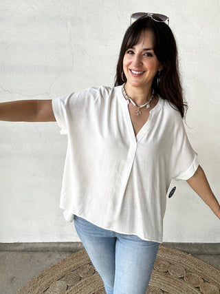 Monica Short Sleeve Top  | Off White