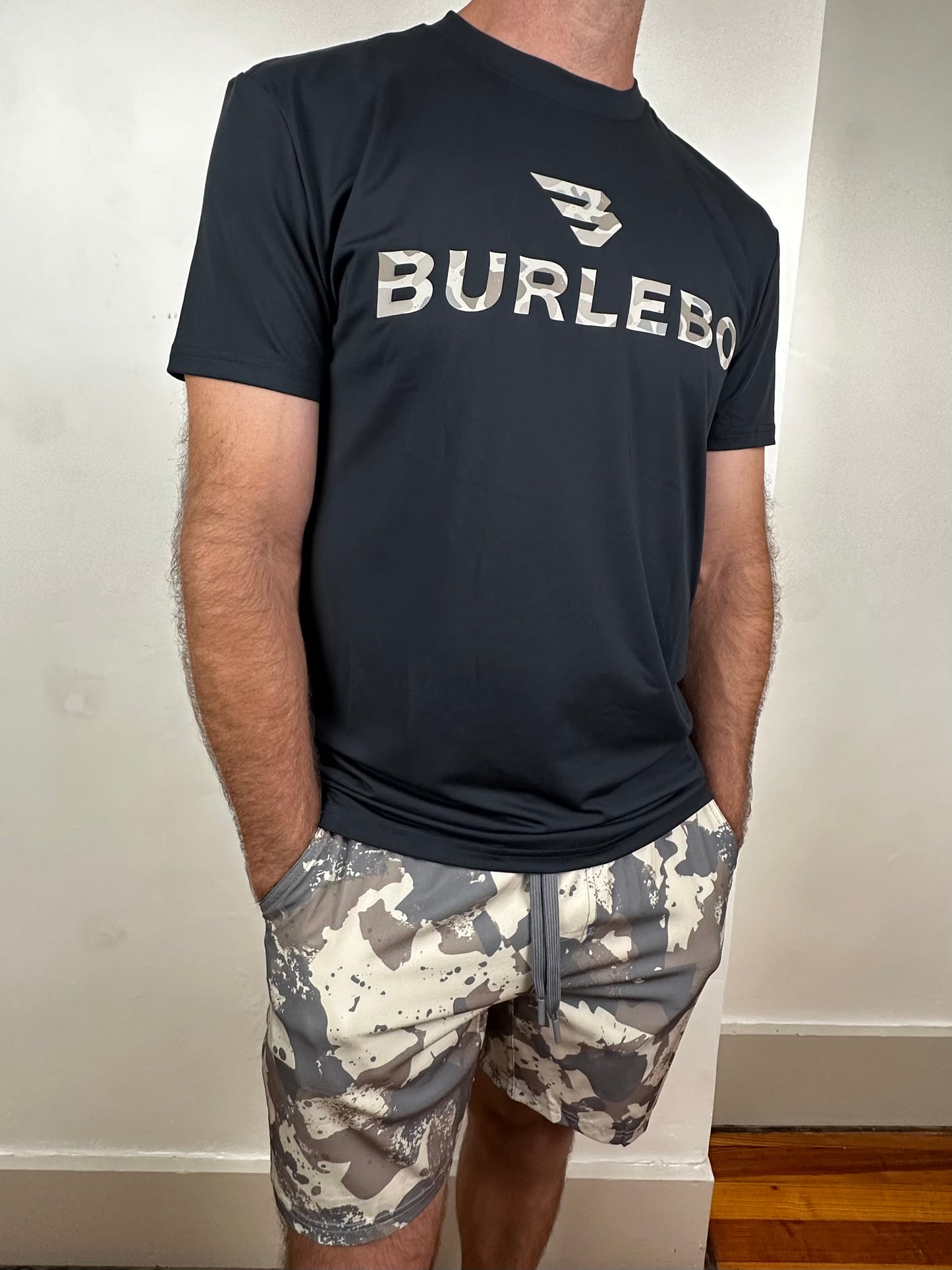 Burlebo | Go To Tee | Flying B Logo | Black + Classic Deer Camo