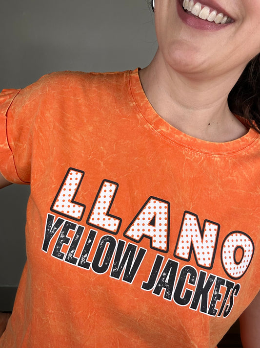 Game Day Crinkle Wash Tee | Llano Yellow Jackets | Orange