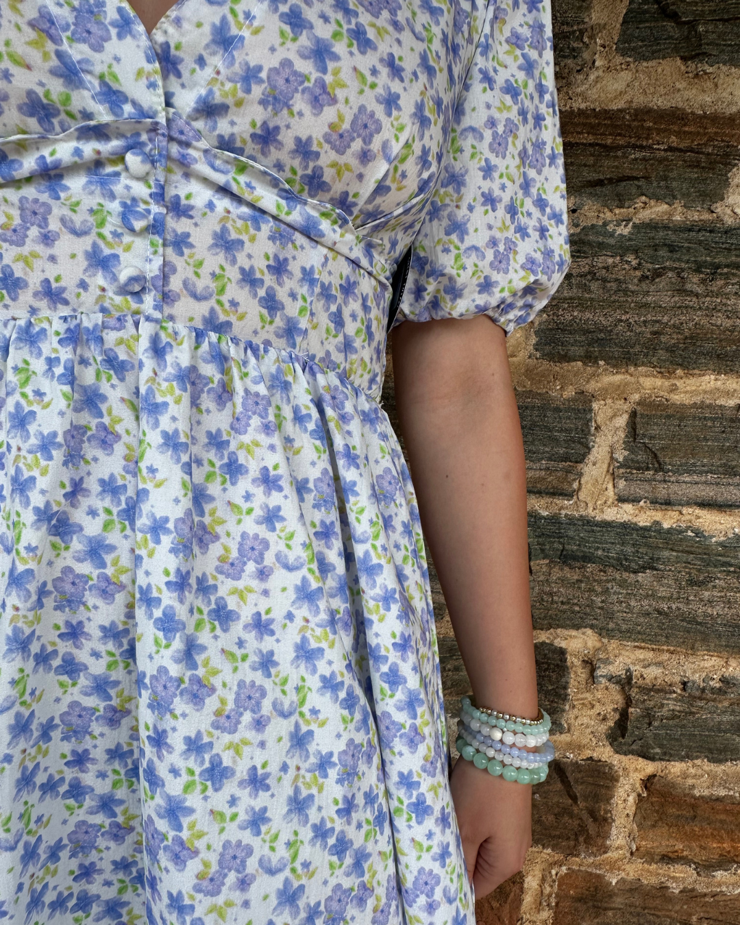 Dainty Floral Mini Dress | Blue + Multi