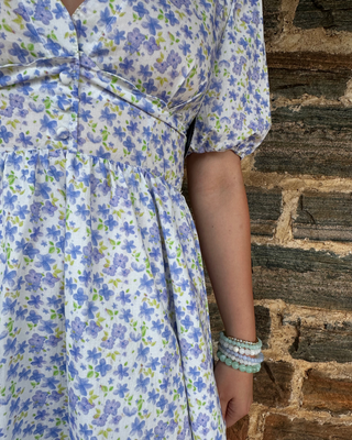 Dainty Floral Mini Dress | Blue + Multi