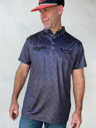 Red Dirt Hat Co. | Short Sleeve Polo | Diamond Stitch - Black