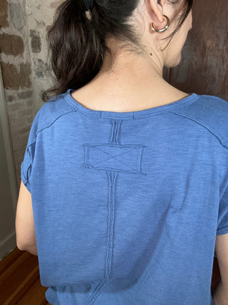 Slub Oversized Short Sleeve Top | Slate Blue