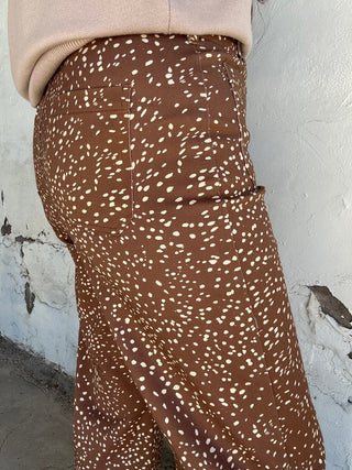 Antelope Print Pants Brown + Ivory