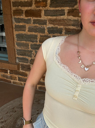 Laced Edge Tee | Butter Yellow