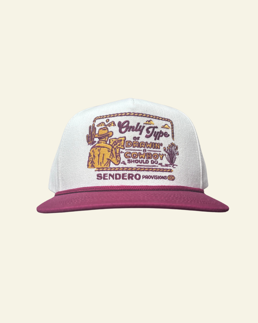 Sendero | Cowboy Drawin' Hat | Cream + Maroon