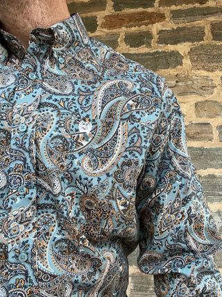 Cinch Mens Print Long Sleeve | Paisley Print | Blue