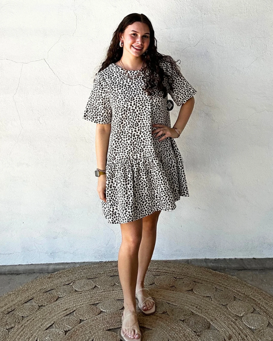 Light Denim Mini Dress | Leopard Print