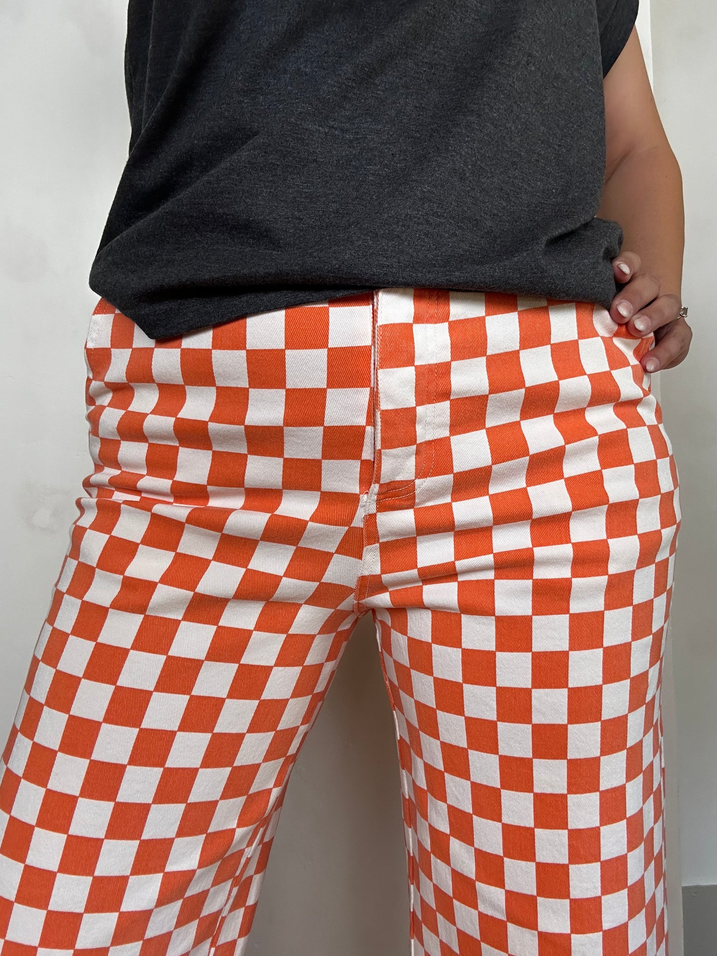 Checkered Game Day Pants | Orange + White