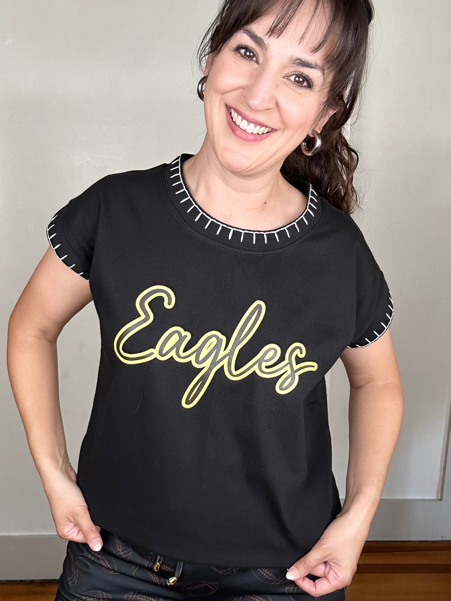 Game Day Stitched Edge Tee | Eagles | Black