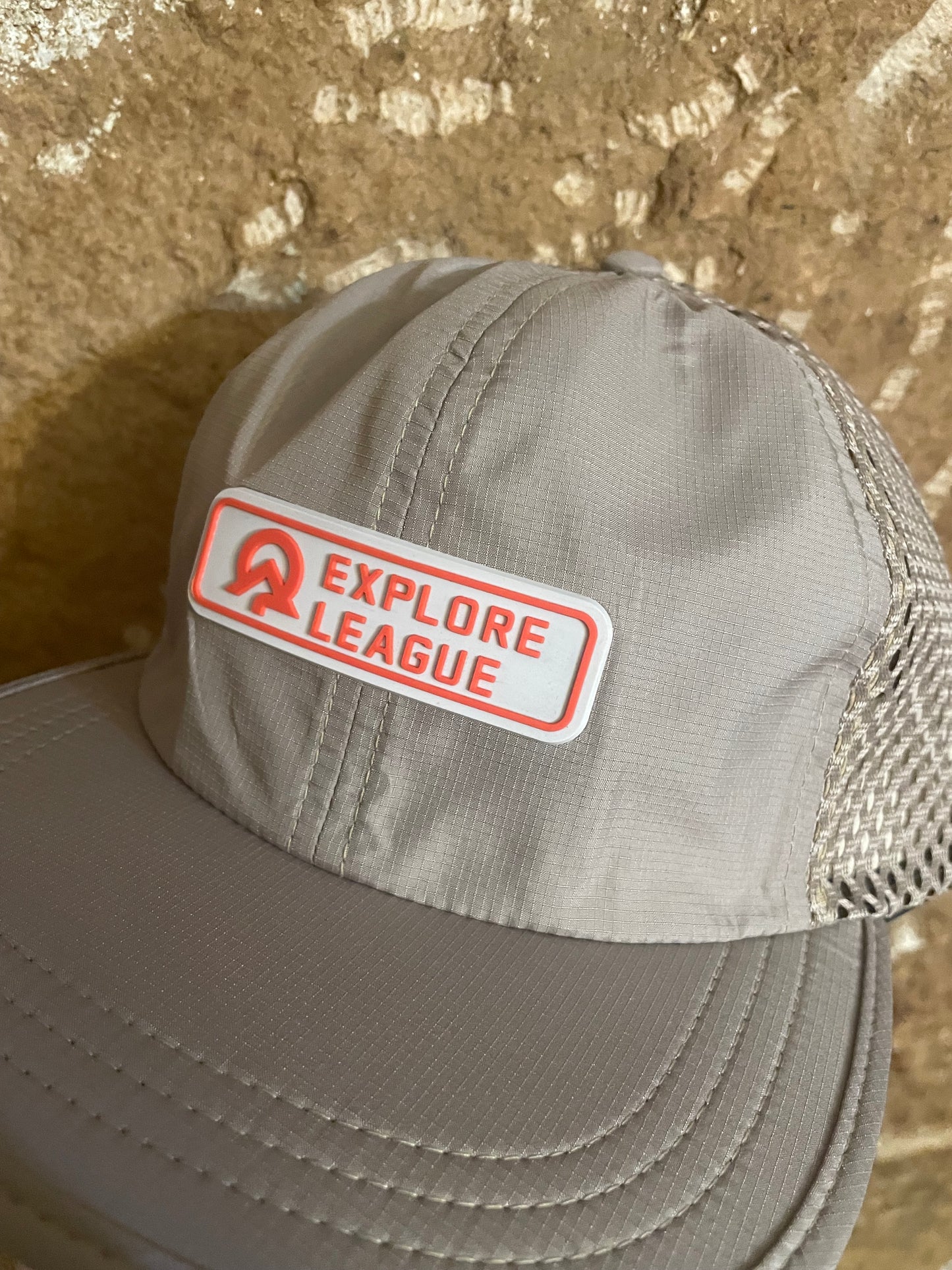 Explore League | Tan Cap 935| Red PVC Patch