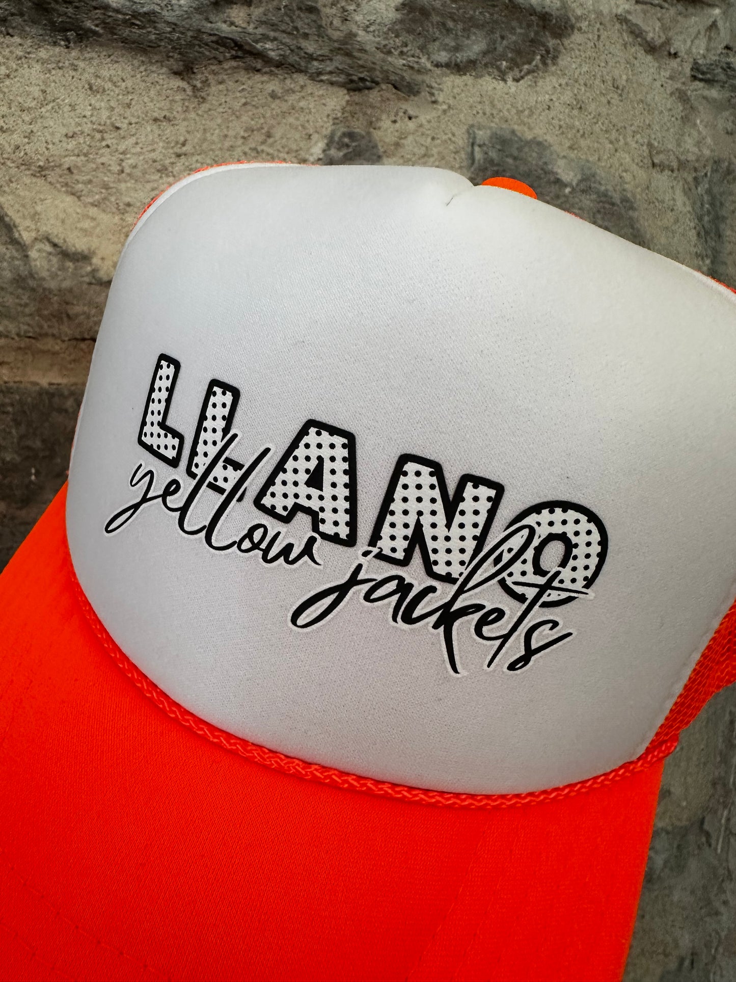 Llano Yellow Jacket Foam Cap | White Front + Neon Orange Back