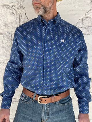 Cinch Classic Fit Long Sleeve Print Royal Blue