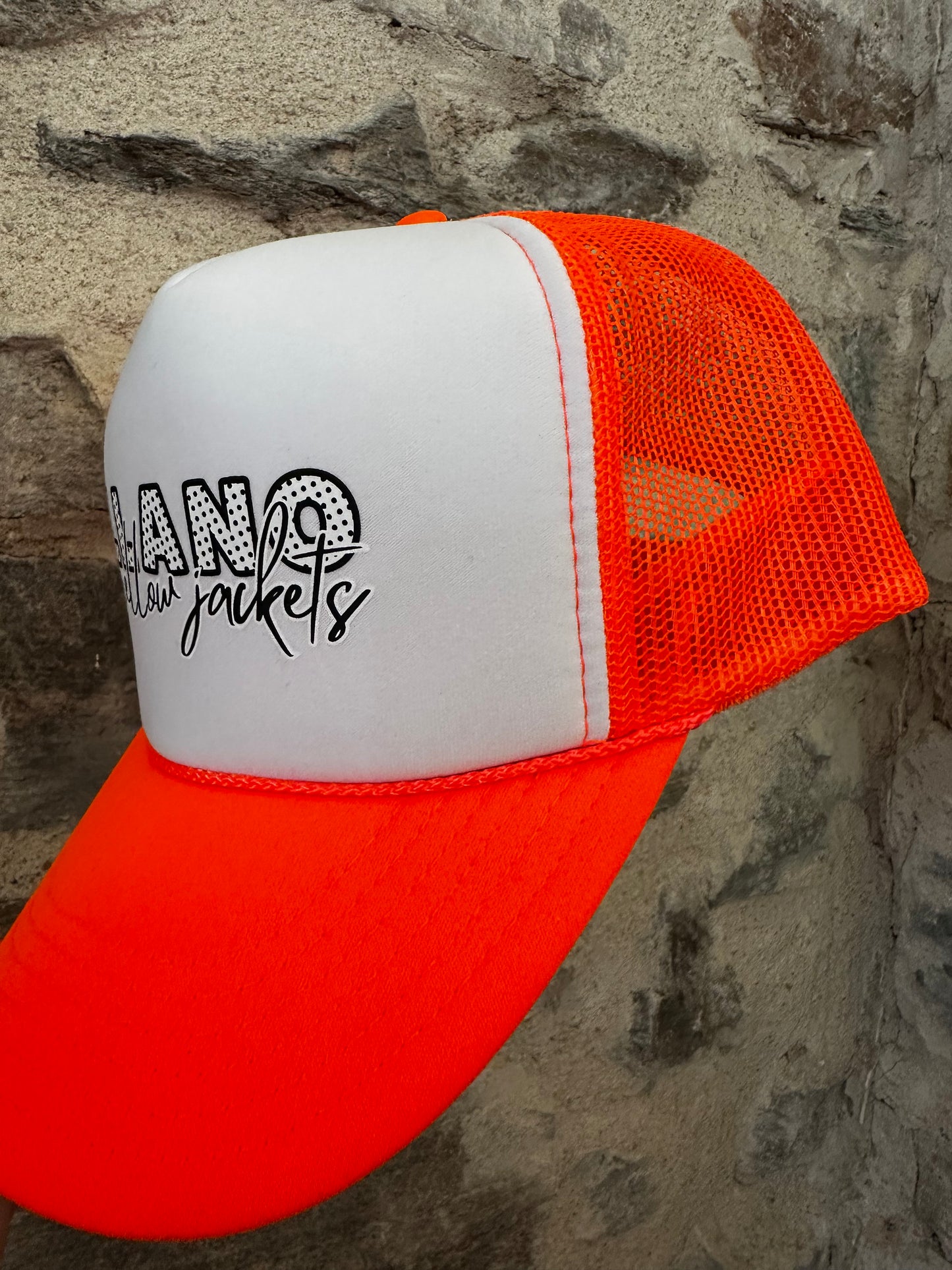 Llano Yellow Jacket Foam Cap | White Front + Neon Orange Back