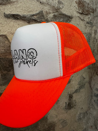 Llano Yellow Jacket Foam Cap | White Front + Neon Orange Back