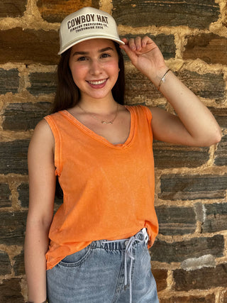 Game Day Crinkle Sleeveless Tank | Light Orange