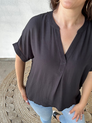 Monica Short Sleeve Top  | Black