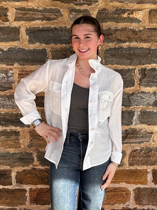 Lola Button Down w/ Collar | White
