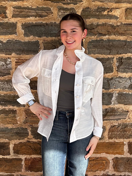 Lola Button Down w/ Collar | White