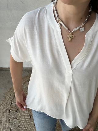 Monica Short Sleeve Top  | Off White