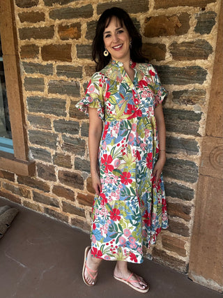 Paradise Midi Dress | Cream + Multi