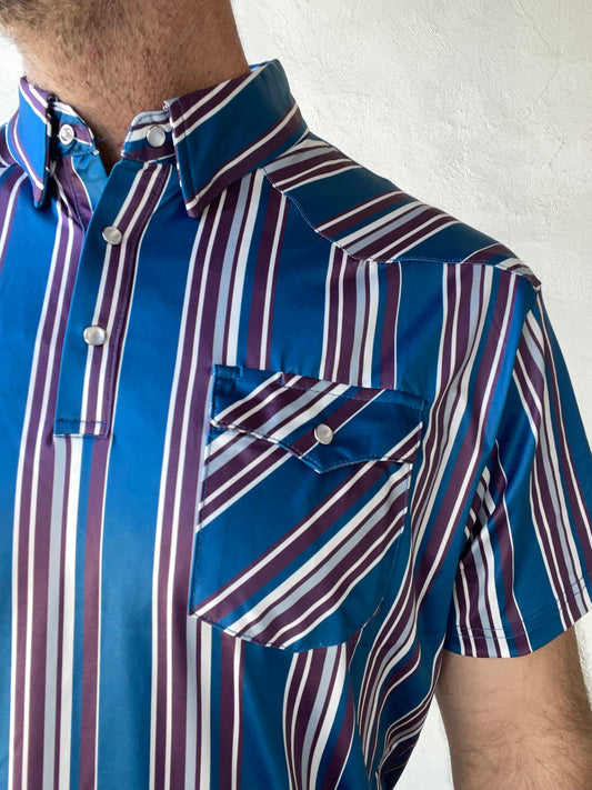 Red Dirt Hat Co. | Short Sleeve Polo | Blue Striped