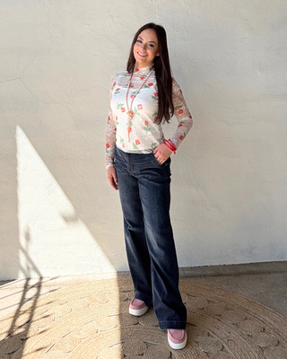 Bloom Mesh Floral Lace Top | Ecru