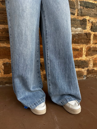 Drawcord Denim Pants | Light Wash | Inseam 30"