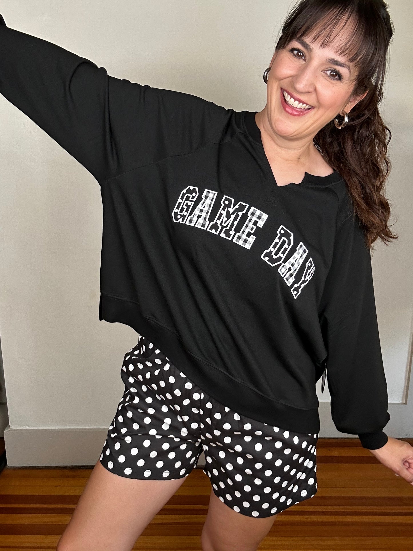 Game Day French Terry Pullover | Black + White