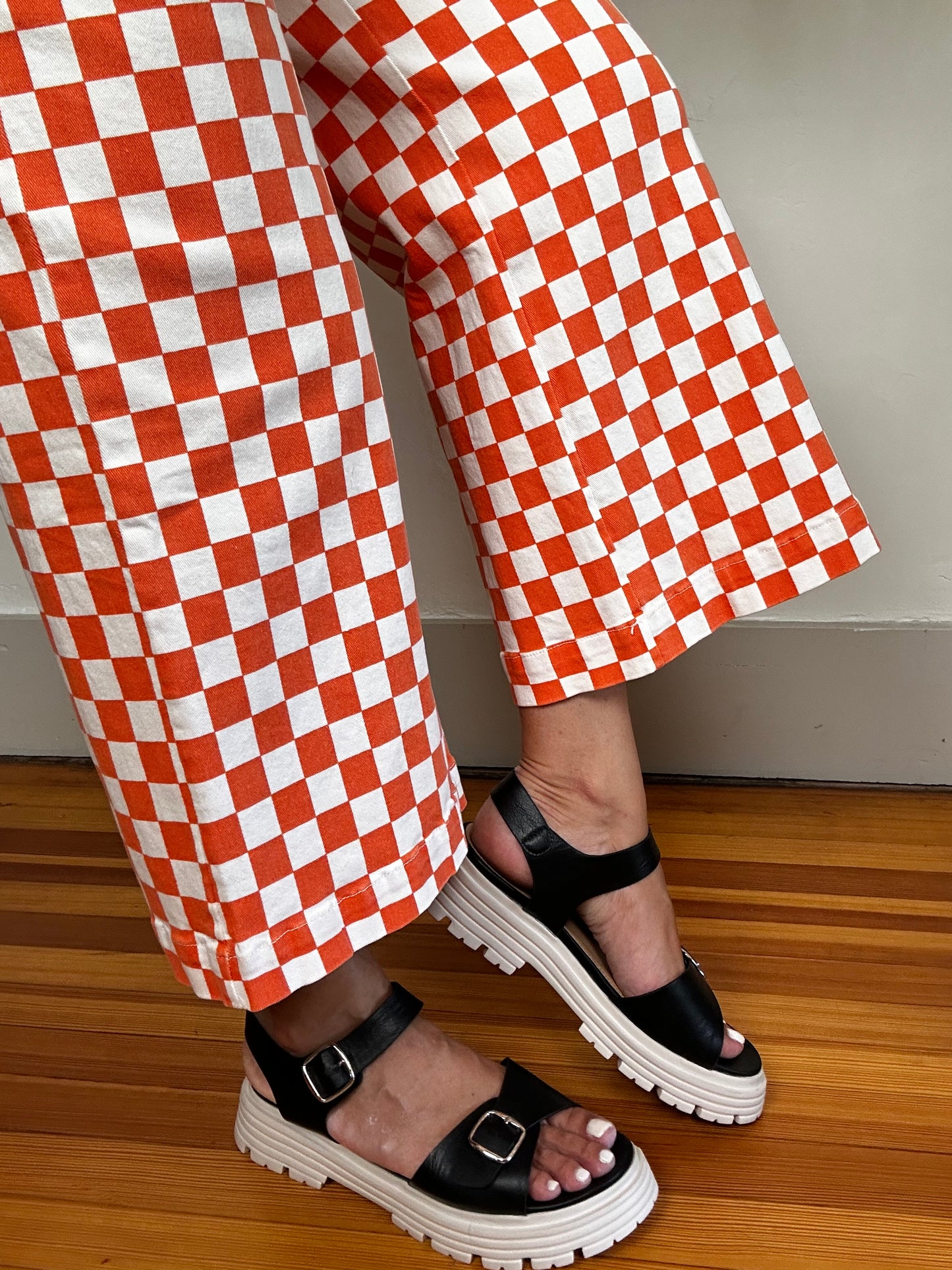 Checkered Game Day Pants | Orange + White