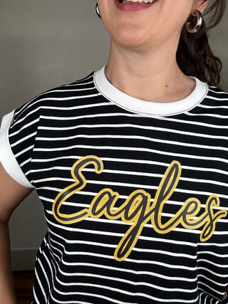 Game Day Stripe Tee | Eagles | Black + White