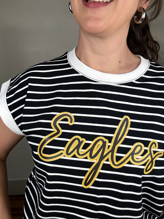 Game Day Stripe Tee | Eagles | Black + White