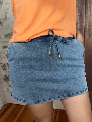 Stretch Denim Inspired Skort | Light Denim