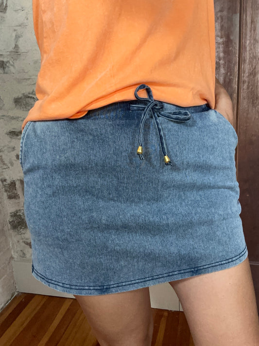 Stretch Denim Inspired Skort | Light Denim
