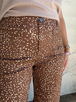 Antelope Print Pants Brown + Ivory