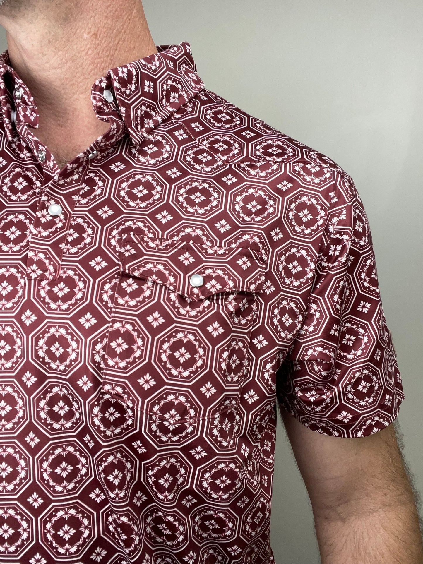 Red Dirt Hat Co. | Short Sleeve Polo | Maroon Floral