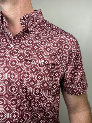 Red Dirt Hat Co. | Short Sleeve Polo | Maroon Floral