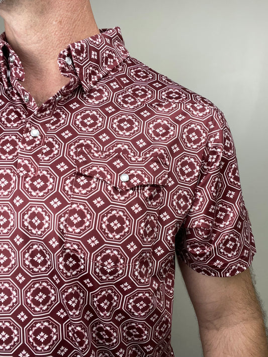 Red Dirt Hat Co. | Short Sleeve Polo | Maroon Floral