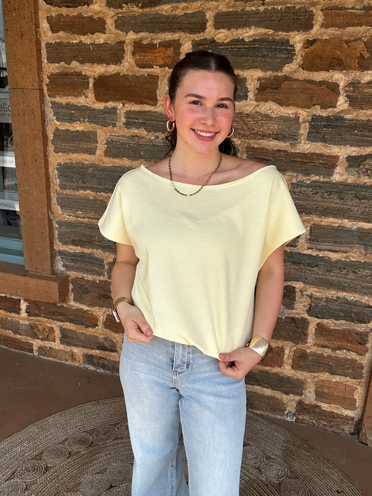 Off-the-Shoulder French Terry Top | Lemonilla